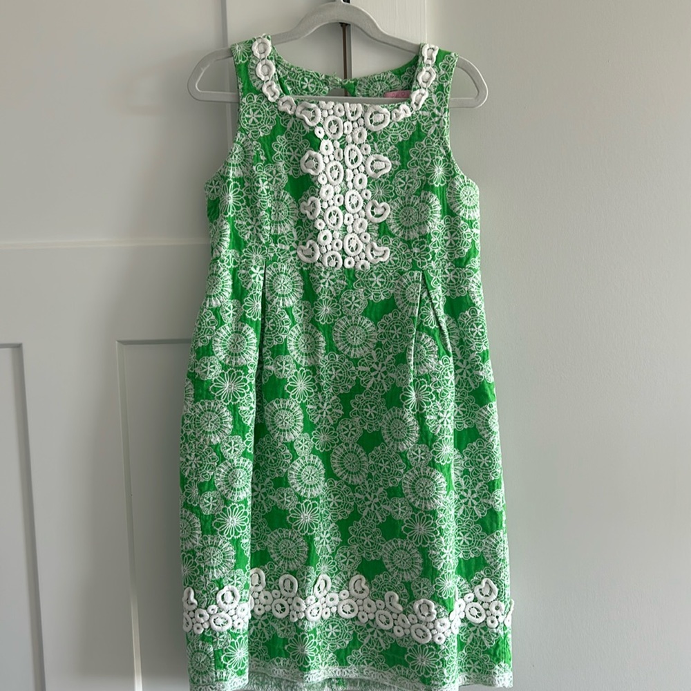 LILLY PULITZER KELLY GREEN EMBROIDERED DRESS